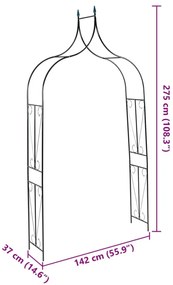 sötétzöld vas kerti boltív 142 x 37 x 275 cm