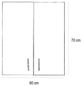 Bianca 60-as Faliszekrény 2 ajtóval, magasfényű fehér színben