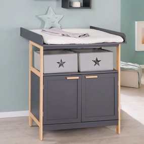 Antracitszürke alacsony gyerek komód pelenkázó feltéttel 87x75 cm Berlin – Roba