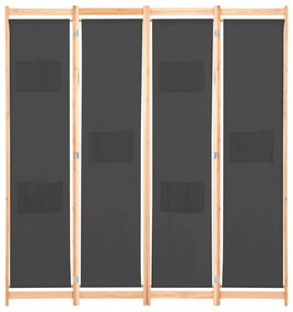 szürke 4-paneles szövetparaván 160 x 170 x 4 cm