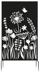 Fekete fém erkély paraván 100x186 cm Flowers – Esschert Design
