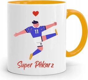 Sárga Bögre Labdarúgónak Szuper Labdarúgó Ajándék fényképes nyomtatással