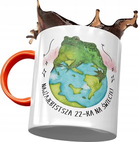 Narancssárga bögre Születésnapra 22 22. 22. fényképes nyomattal