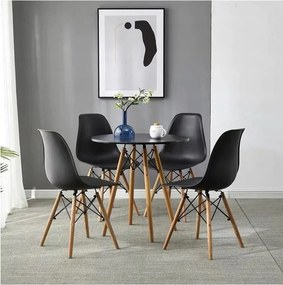 Étkezőasztal, fekete/bükk, GAMIN II NEW 80 N