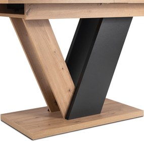 Kihúzható étkezőasztal 120–160 cm méretben, artisan tölgy/fekete színben CLARK