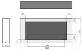 InFire - Fali BIO kandalló 120x56 cm 3kW fehér