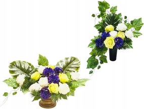 Temetői Kompozíció Szett műcsokor virágtartó üvegbetét