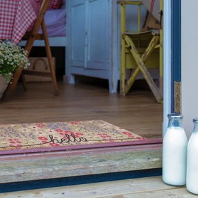 Kókuszrost lábtörlő 40x120 cm Hello Scribbly Floral – Artsy Doormats