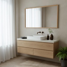 Fali tükör B044 NAT, bambusz, L