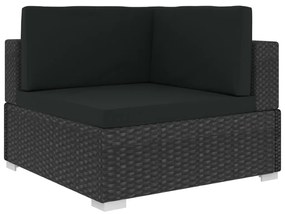 8 részes fekete polyrattan kerti ülőgarnitúra párnákkal