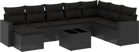 vidaXL 9 részes fekete polyrattan kerti ülőgarnitúra párnákkal