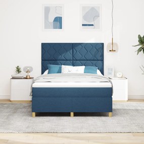 Box Spring Ágy Matraccal és LED Kék 140x200 cm Szövet