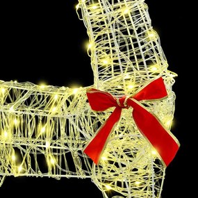 Rénszarvas húzta szán Meleg fehér 70 x 26 x 128,5 cm Akril