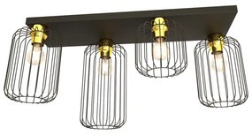 EMIBIG 1366-4 BARN Glamour Mennyezeti Lámpa Fekete, Arany E27 IP20