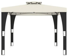 krémszínű acél dupla tetős pavilon 2,98 x 2,98 m