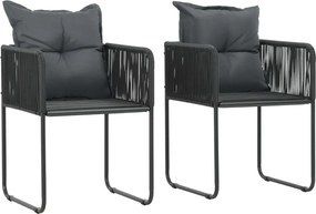 vidaXL 2 db fekete polyrattan kültéri szék párnával
