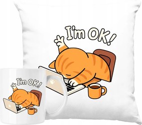 Bögre szett Macska a laptopnál irodai humor Ajándék ötlet