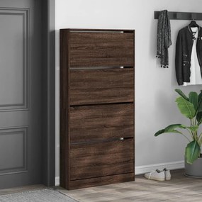 barna tölgy cipőszekrény 4 kihajtható fiókkal 80x21x163,5 cm