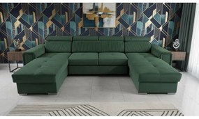 Rozkládací U sedací souprava SALVADA zelená s úložným prostorem