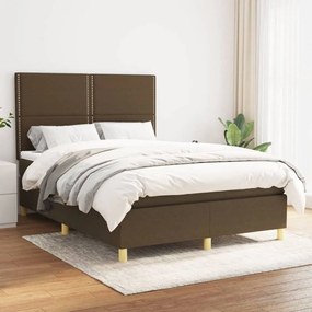 Sötétbarna szövet rugós ágy matraccal 140 x 200 cm