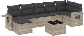 vidaXL 8 részes világosszürke polyrattan kerti ülőgarnitúra párnával