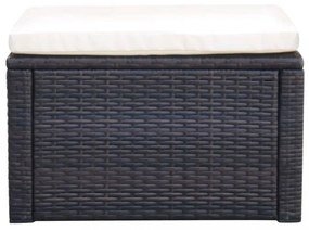 Barna polyrattan ottomán zsámoly 53x53x30 cm