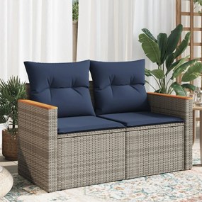 kétszemélyes szürke polyrattan kerti kanapé párnákkal