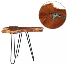 vidaXL tömör tíkfa és műkő dohányzóasztal 70 x 45 cm