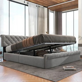 Kárpitozott kétszemélyes ágy állítható magasságú fejtámlával 160*200