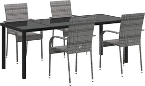 vidaXL Kert étkező szett 5 pcs Szürke Porszórt acél