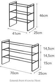 Maebashi fekete állítható cipőtartó, 3 szintes - YAMAZAKI