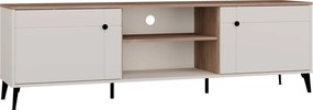 RTV POINT 2D TV állvány 183.5x40x12 cm, kasmír, fekete lábakkal, tölgy fedlappal