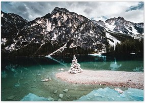 Poszterek 100x70 Hegyi tåjkép tóval