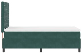 Boxspring Ágy Mattal &amp; LED Sötét Zöld 90x200 cm Bársony
