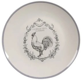 Porcelántányér 20x2cm, French Rooster