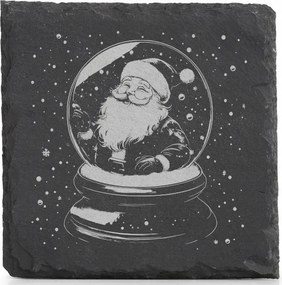 Karácsonyi kő alátét x4 gravírozás Mikulás üveggömbben