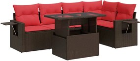 vidaXL 6 részes barna polyrattan akácfa kerti ülőgarnitúra párnával