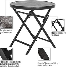 Üveglapú kisasztal szürke márvány Ø 45 cm