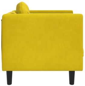 sárga bársony kanapéfotel párnával