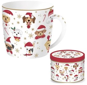 Kutyás karácsonyi porcelán bögre Christmas dogs