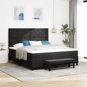 Boxspring Ágy Matrac és Pad Fekete 180x200 cm Velúr