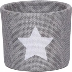 Juta virágtartó fedél, juta virágtartó csillag mintával 9,5 x ⌀12 cm szürke