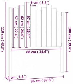 fekete tömör fenyőfa ágyfejtámla 96x4x110 cm