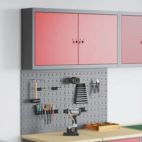 3 részes szerszámtároló és pegboard készlet falra szerelhető piros fém