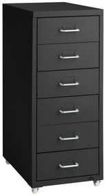 tectake 402943 mozgatható fém iratszekrény 41x28x69cm - fekete