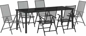 vidaXL Kert étkező szett 7 pcs Antracit Porszórt acél