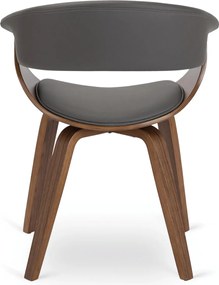 GARY étkezőszék, hajlított rétegelt lemez, szürke műbőr /dió