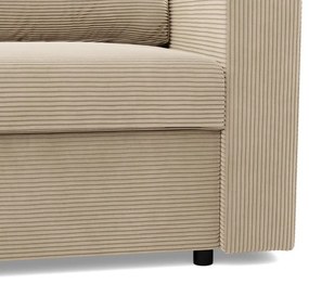 Zeus sarokkanapé, 2 ágyneműtartóval, egyenes kartámasz, kordbársony, univerzális oldal, hab töltet, bézs