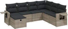 vidaXL 7 részes szürke polyrattan kerti ülőgarnitúra párnákkal