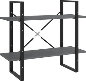 vidaXL kétszintes szürke tömör fenyőfa könyvszekrény 80 x 30 x 70 cm